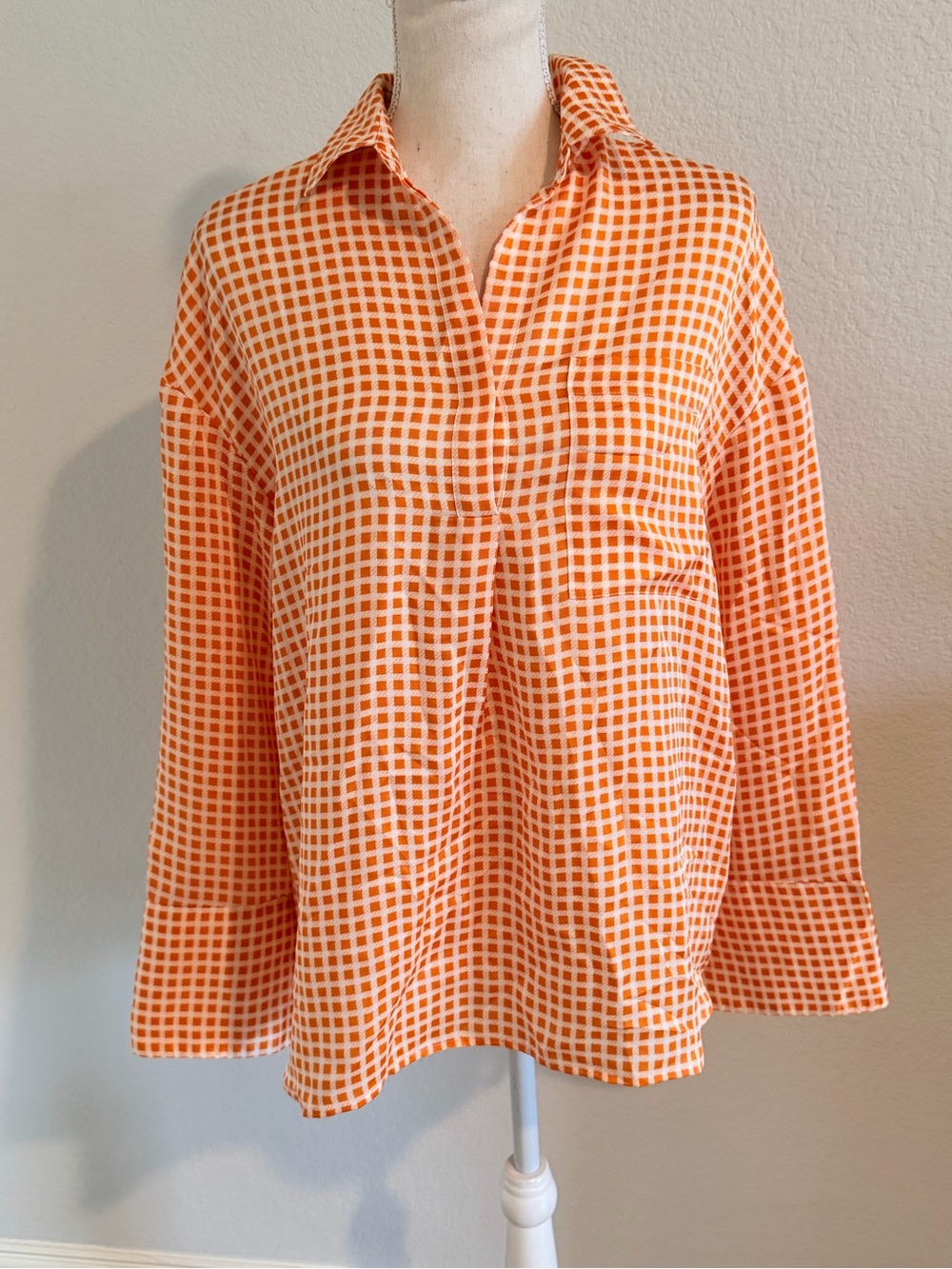 Club Monaco Orange Check Button-Down Shirt